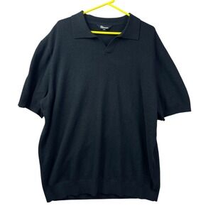 The Commons %100 Cashmere Johnny Collar Shirt Mens 2XL Black